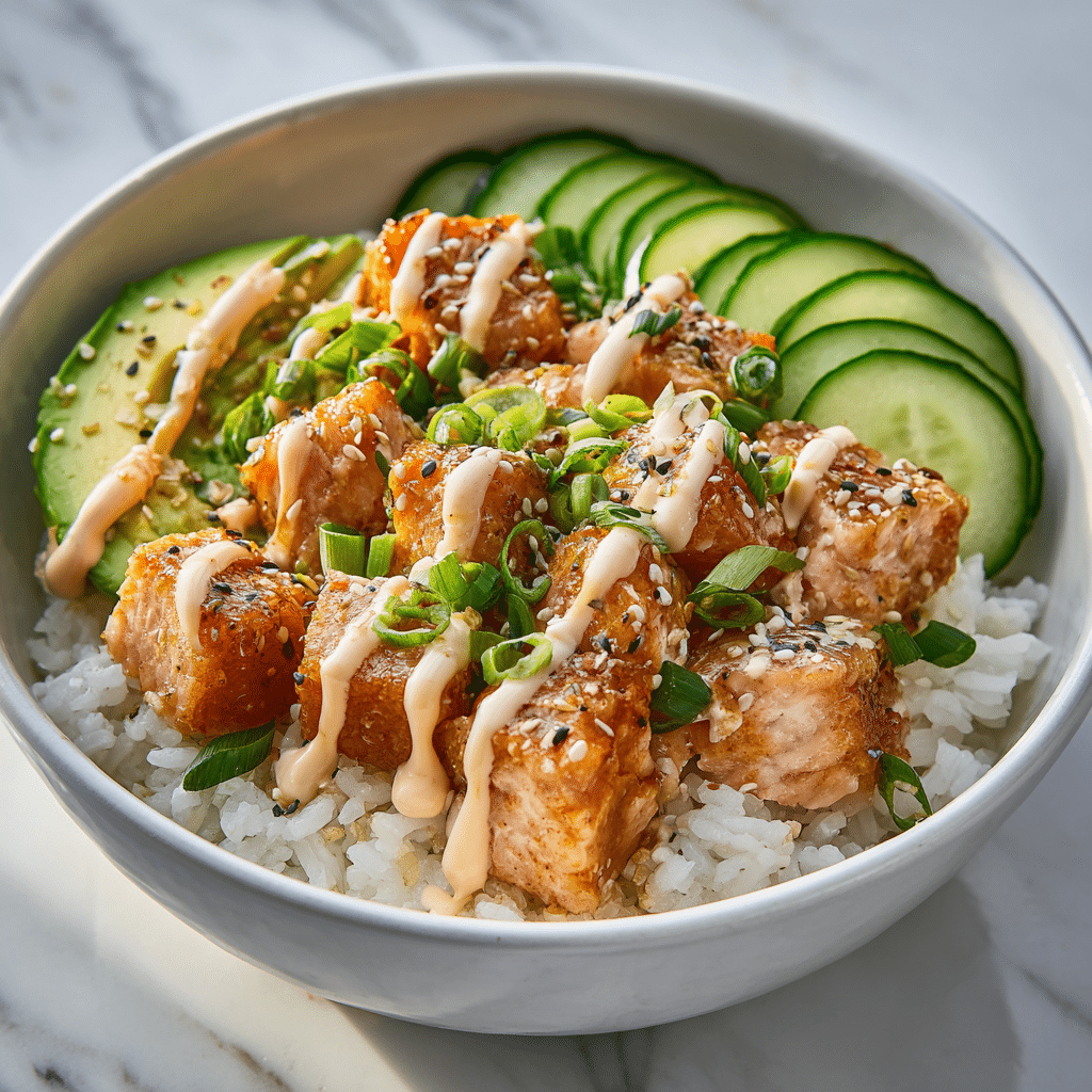 Crispy Salmon Rice Bowl Recipe - Recipe Image