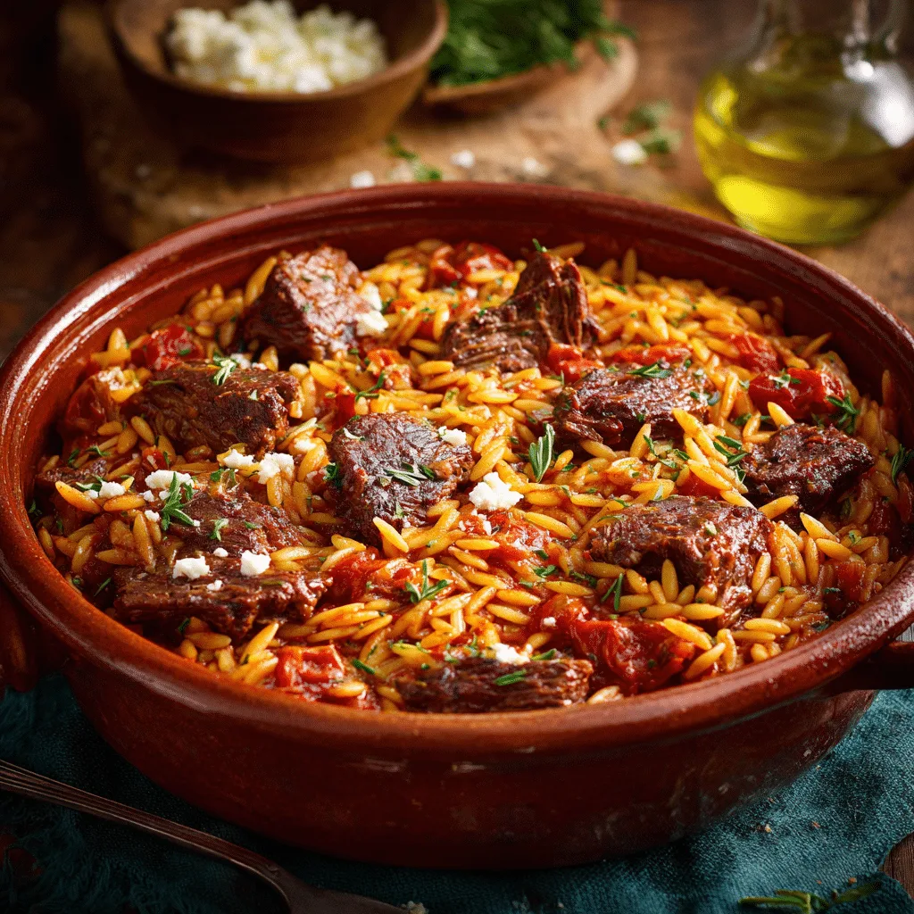 Greek Beef Orzo Pasta (Giouvetsi) Recipe - Recipe Image