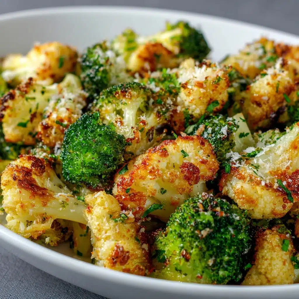 Garlic Parmesan Roasted Broccoli and Cauliflower Recipe - Recipe Image