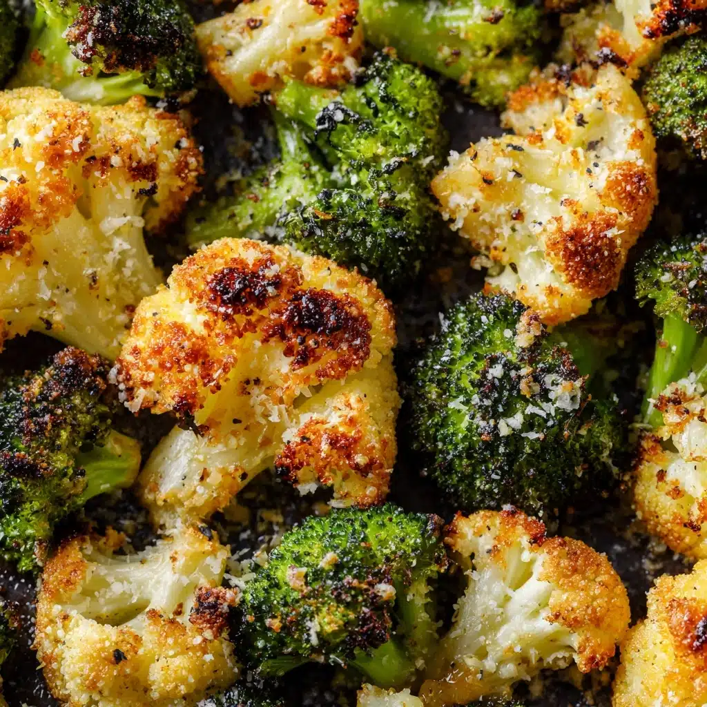 Garlic Parmesan Roasted Broccoli and Cauliflower Recipe