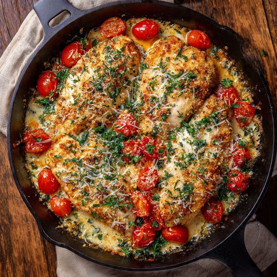Creamy Garlic Parmesan Chicken Skillet Recipe - Recipe Image