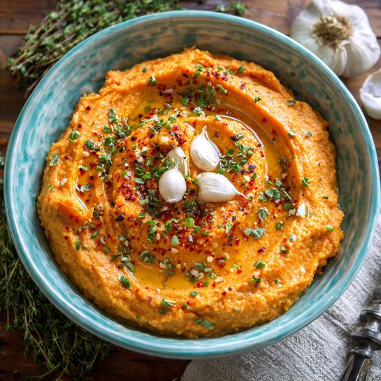 Creamy Garlic Mashed Sweet Potatoes Recipe - Recipe Image