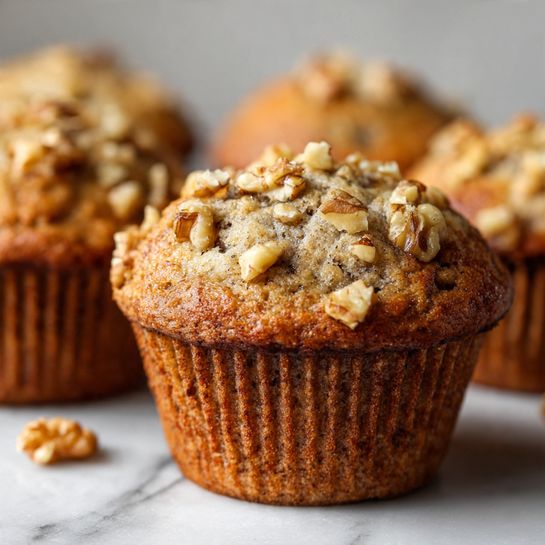 Banana Walnut Muffins (Bakery-Style) Recipe