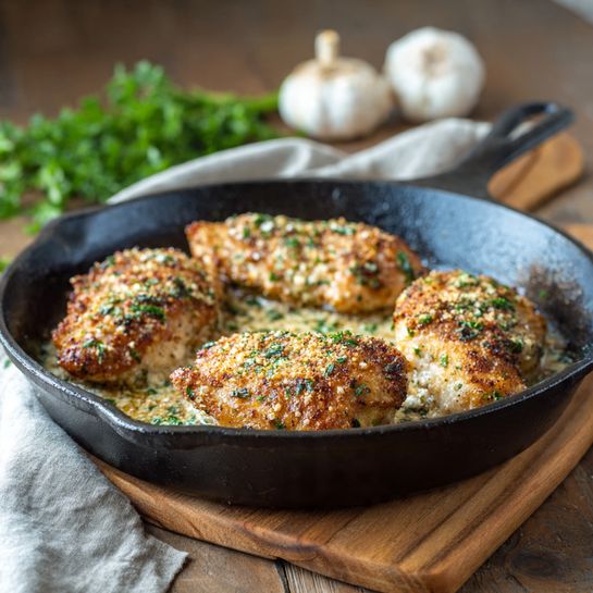 Creamy Garlic Parmesan Chicken Skillet Recipe - Recipe Image