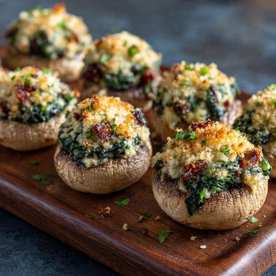 Cheesy Spinach Stuffed Mushrooms Recipe - Recipe Image