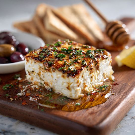 Greek Honey Baked Feta Recipe - Recipe Image