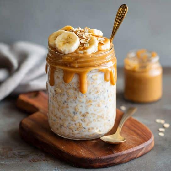 Banana Peanut Butter Overnight Oats Recipe - Recipe Image