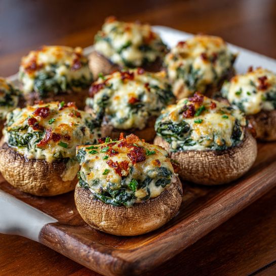 Cheesy Spinach Stuffed Mushrooms Recipe