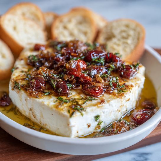 Greek Honey Baked Feta Recipe - Recipe Image