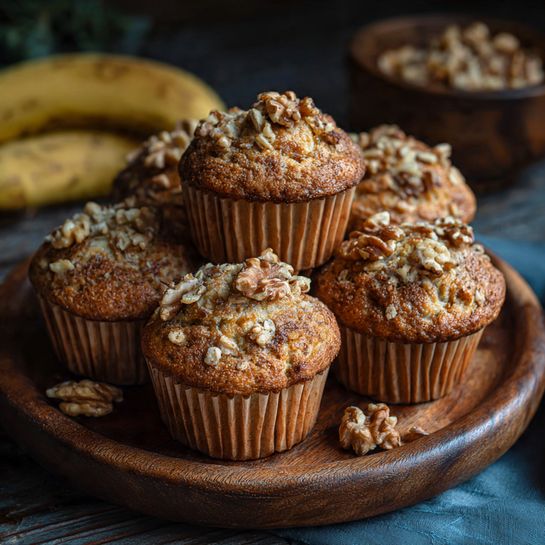 Banana Walnut Muffins (Bakery-Style) Recipe - Recipe Image
