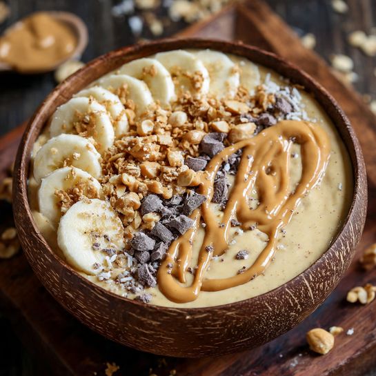 Banana Peanut Butter Smoothie Bowl Recipe - Recipe Image