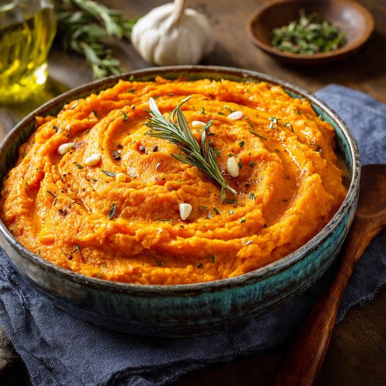 Creamy Garlic Mashed Sweet Potatoes Recipe - Recipe Image