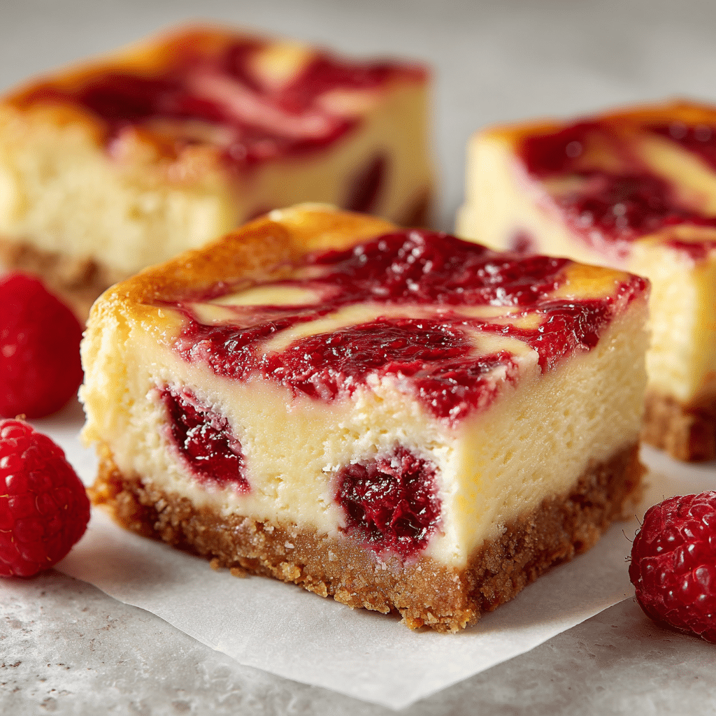 Creamy Raspberry Cheesecake Bars Recipe