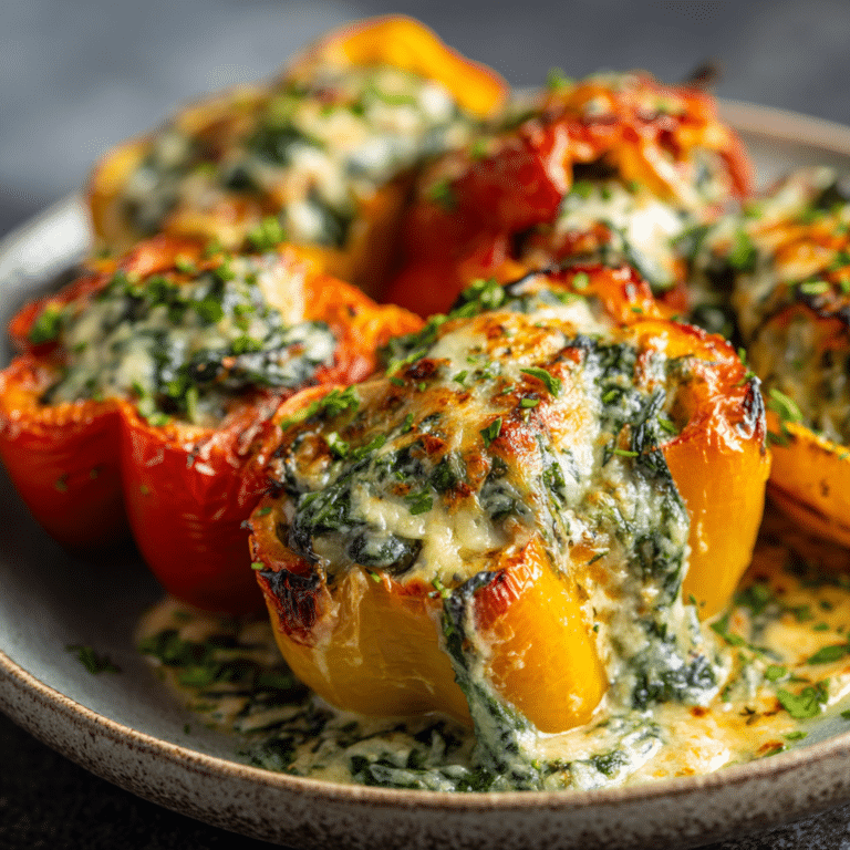 Cheesy Spinach Stuffed Peppers Recipe