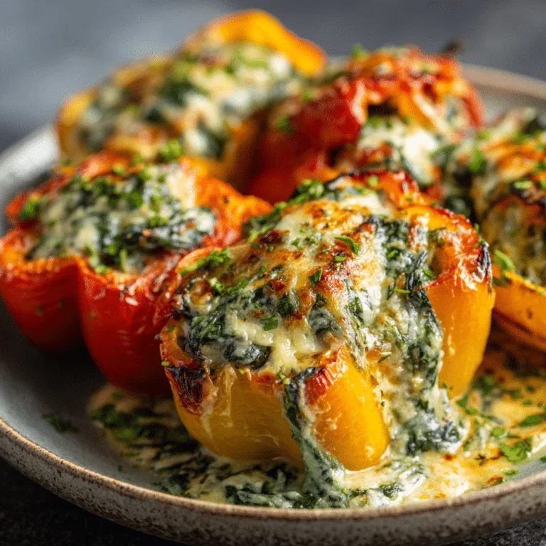 Cheesy Spinach Stuffed Peppers Recipe