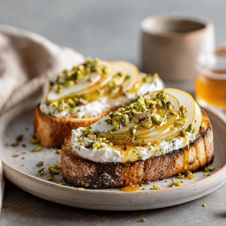 Honey Ricotta Toast with Pears and Pistachios Recipe