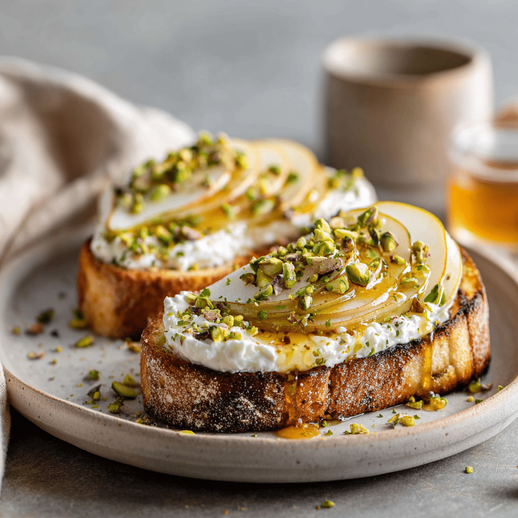 Honey Ricotta Toast with Pears and Pistachios Recipe