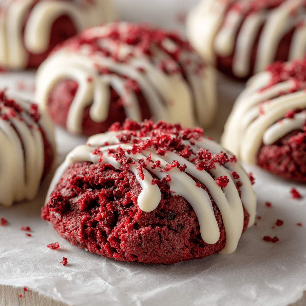 White Chocolate Dipped Red Velvet Cookies Recipe