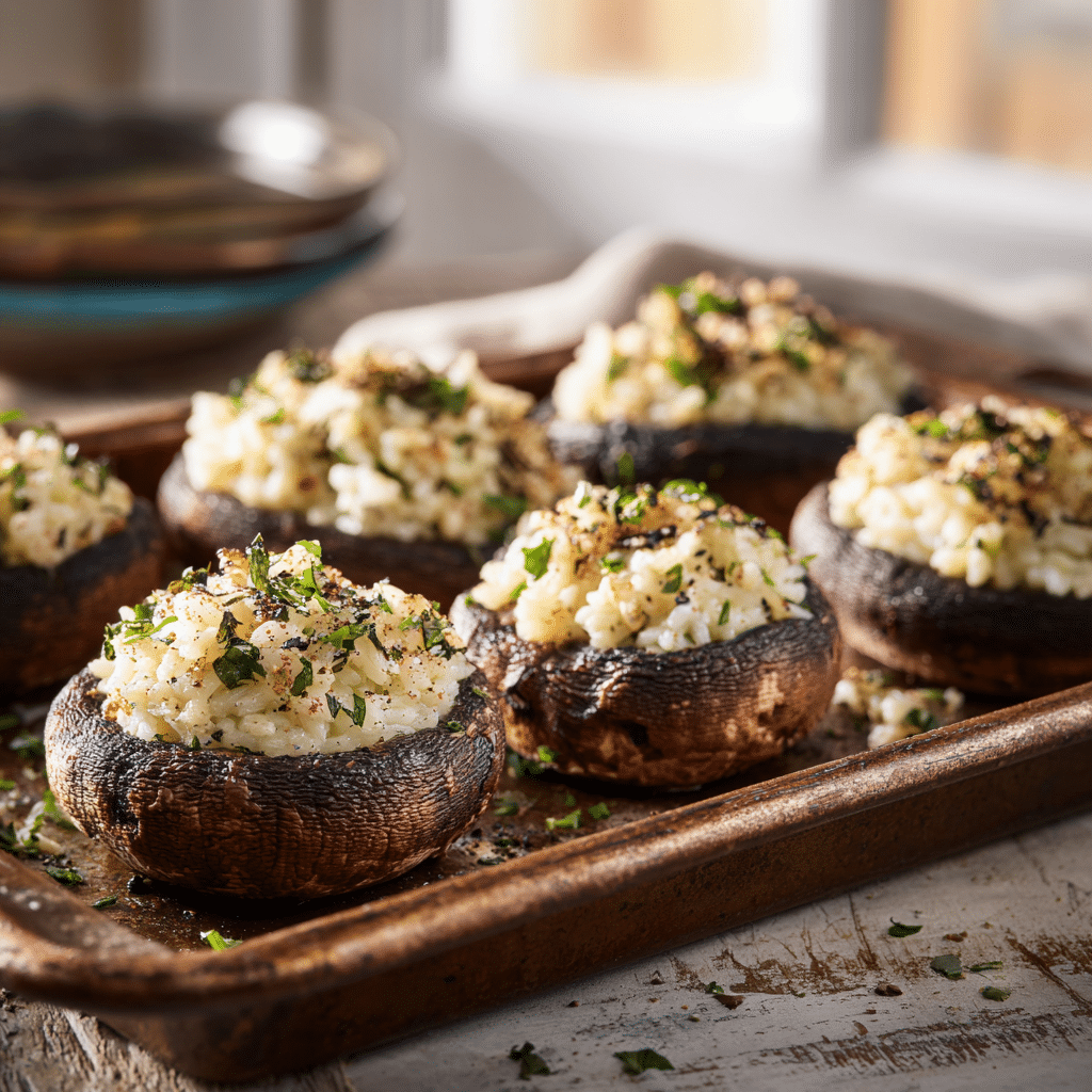 Creamy Rice-Stuffed Portobello Bake Recipe