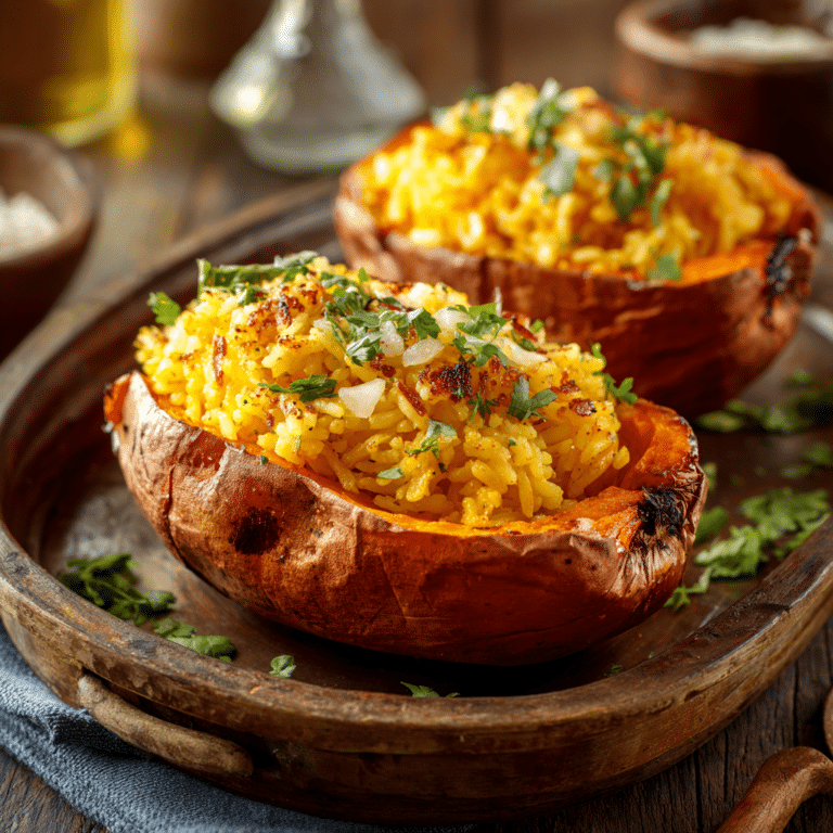 Creamy Rice-Stuffed Sweet Potato Bake Recipe
