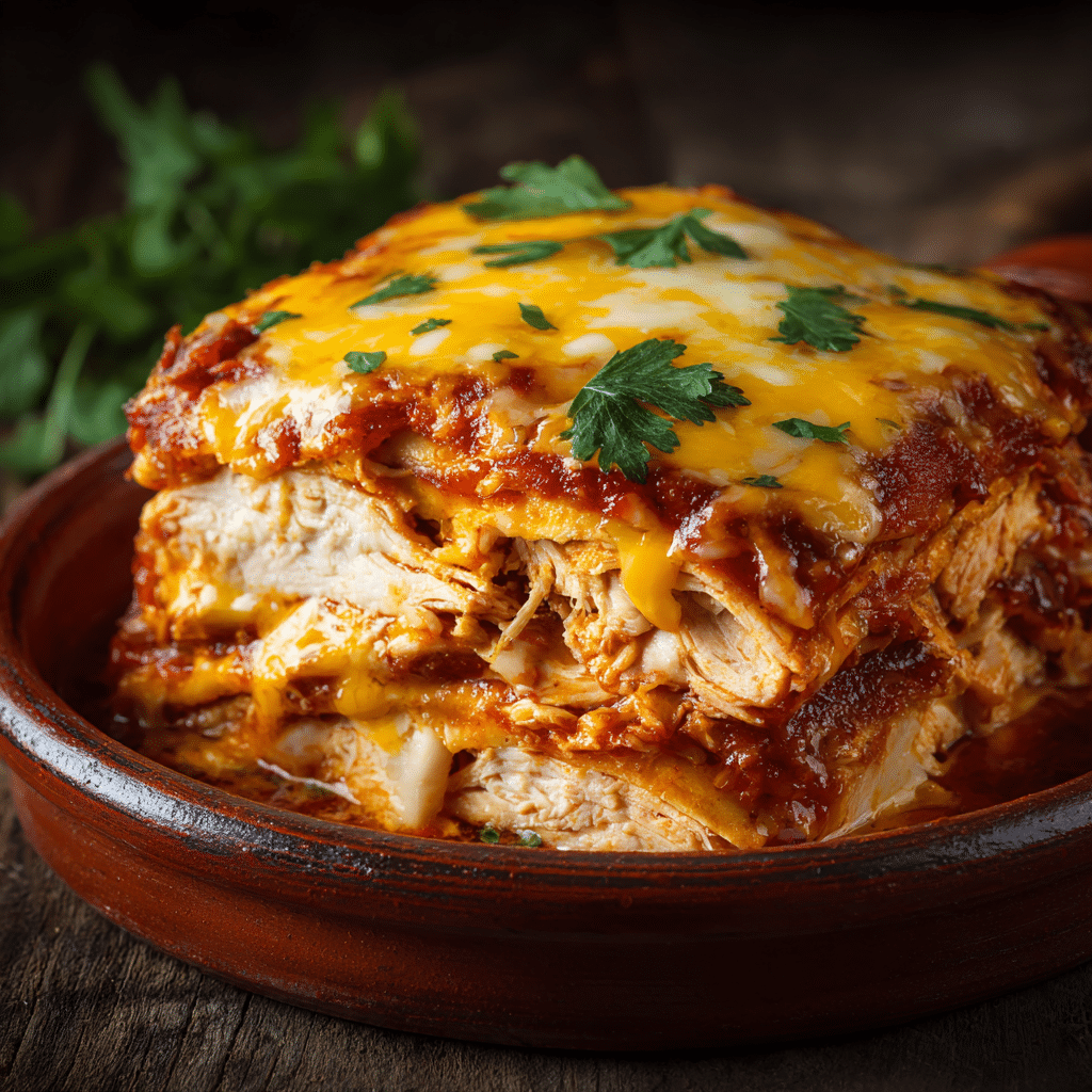 Crockpot Chicken Enchilada Casserole Recipe