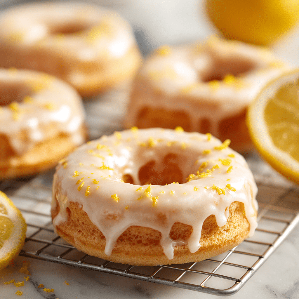 Lemon Glazed Baked Donuts Recipe - Recipe Image