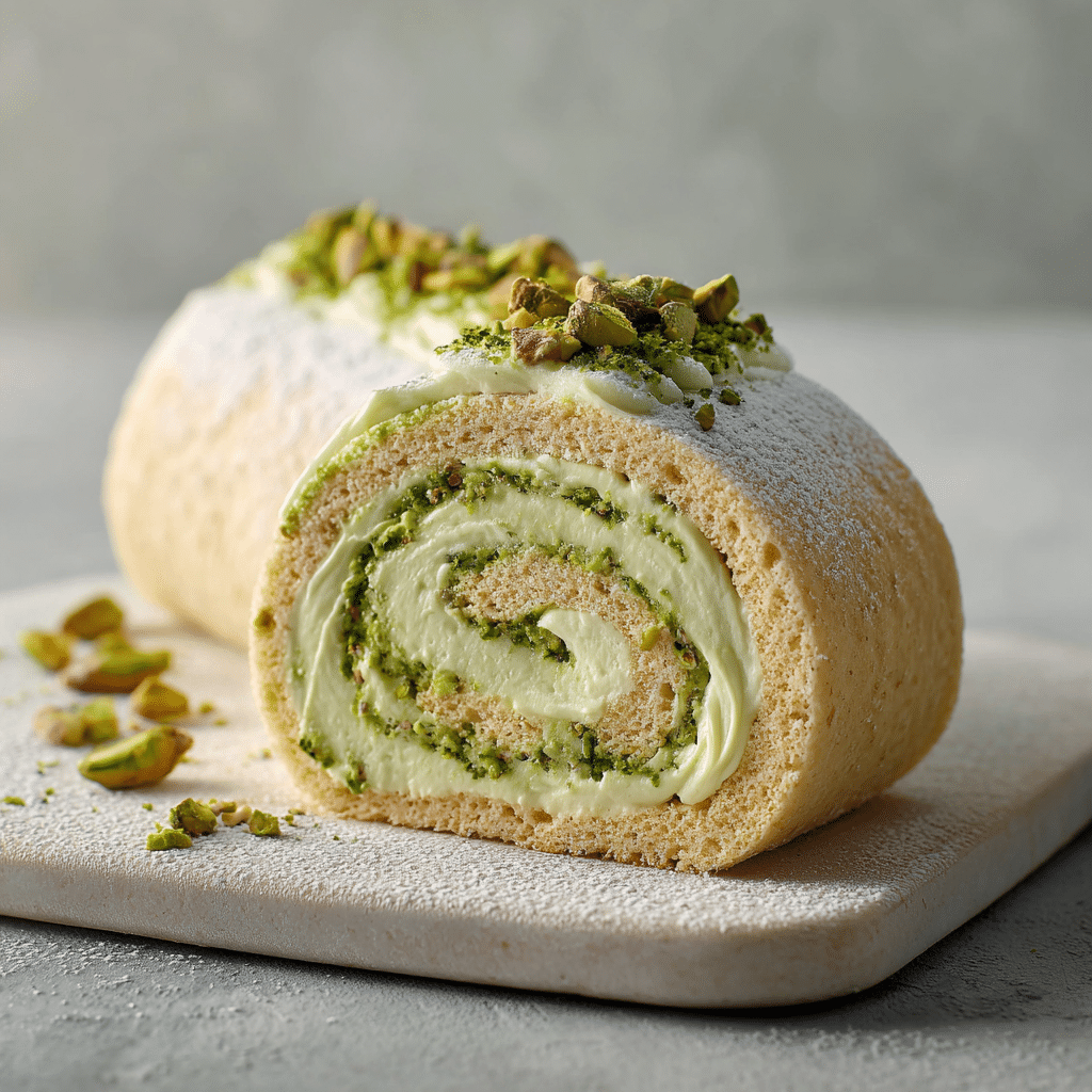 Pistachio Roll Cake Recipe - Recipe Image