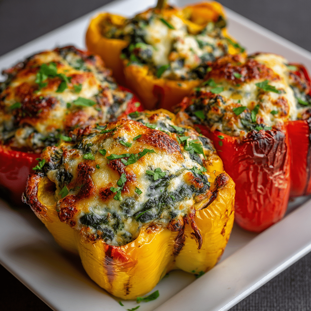 Cheesy Spinach Stuffed Peppers Recipe - Recipe Image