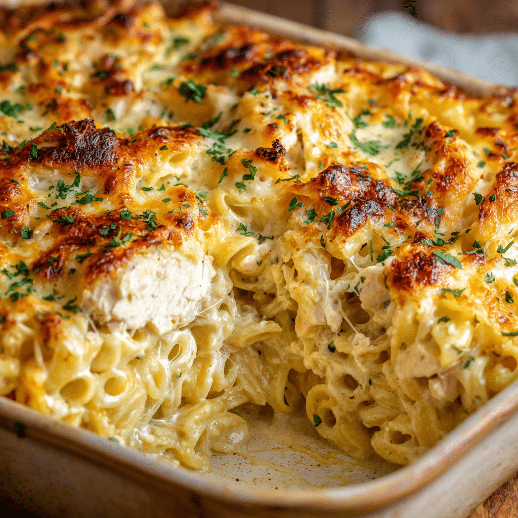 Creamy Chicken Alfredo Bake Recipe - Recipe Image