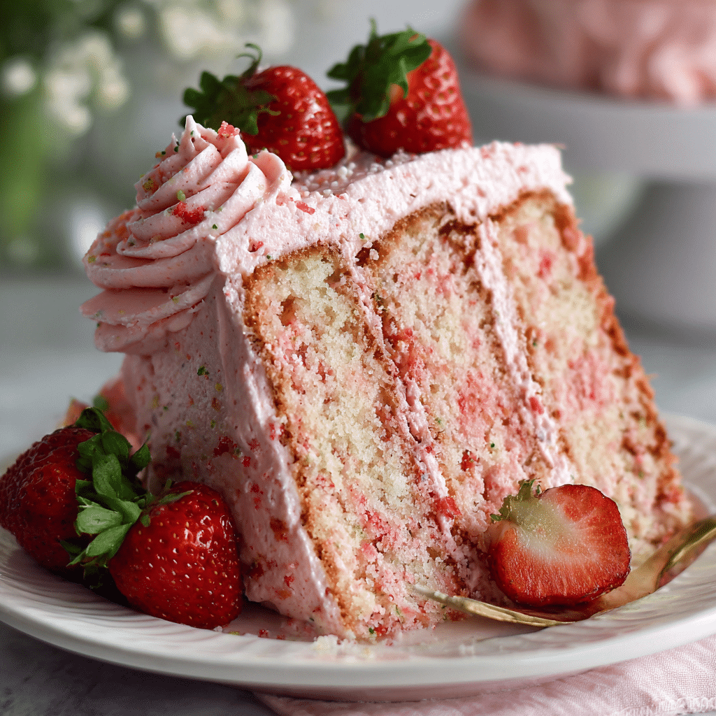 Heavenly Fresh Strawberry Cake Recipe - Recipe Image