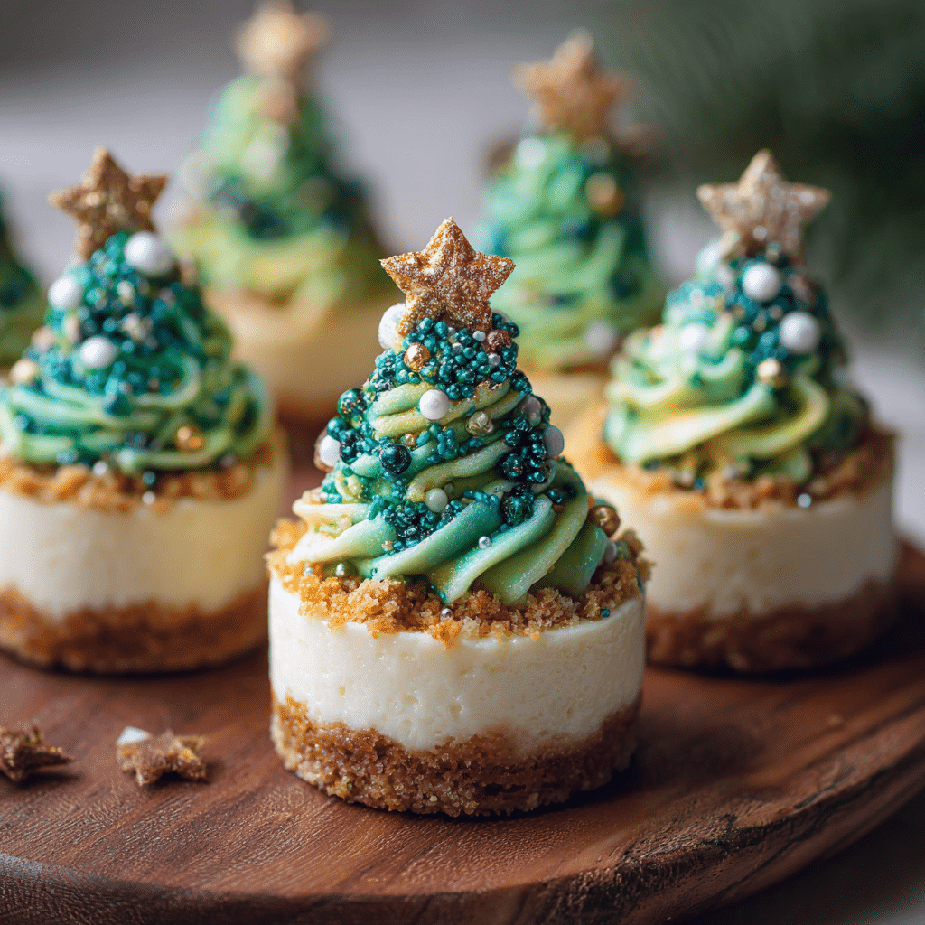 Delightful Christmas Tree Mini Cheesecakes Recipe - Recipe Image