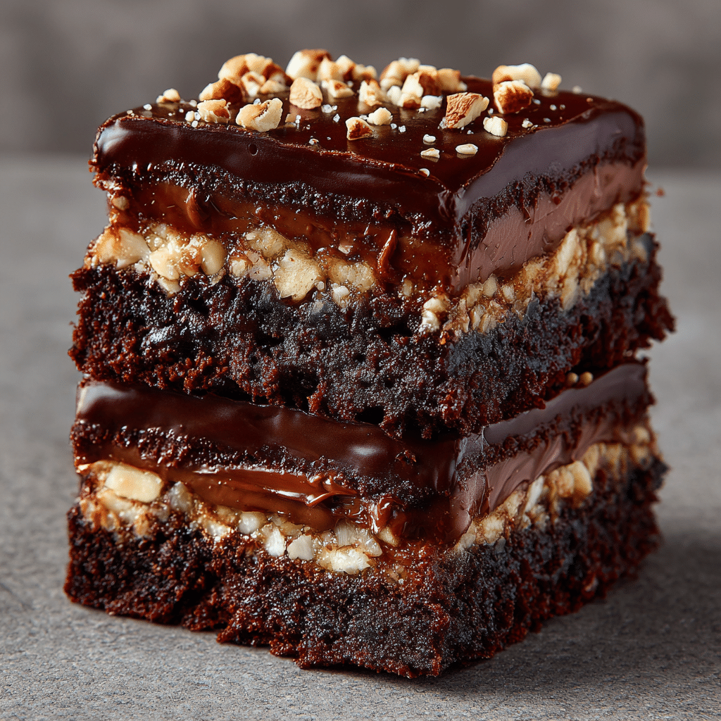 Triple Decker Hazelnut Brownies Recipe - Recipe Image