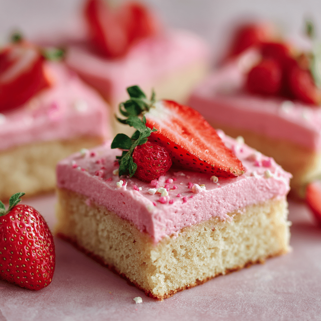 Sugar Cookie Bars with Roasted Strawberry Buttercream Recipe - Recipe Image