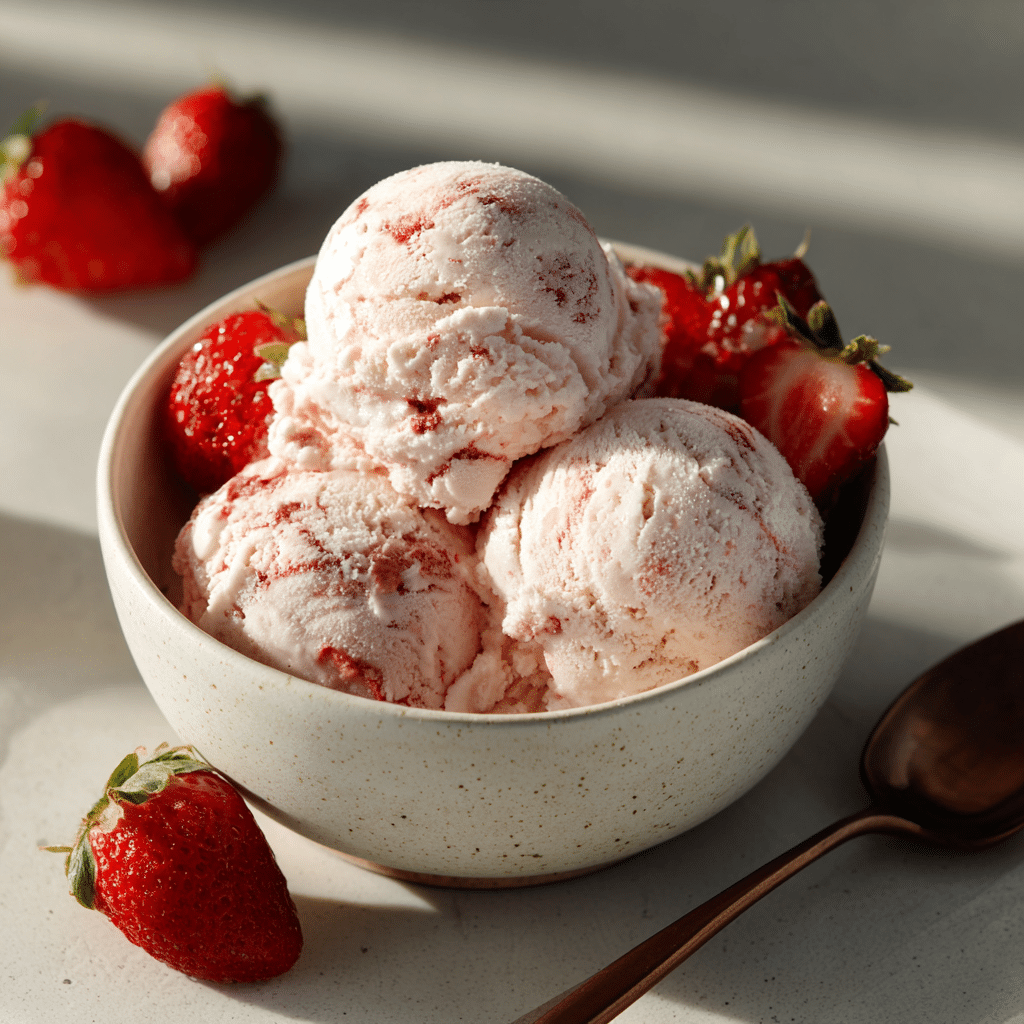No-Churn Roasted Strawberry Ice Cream Recipe - Recipe Image