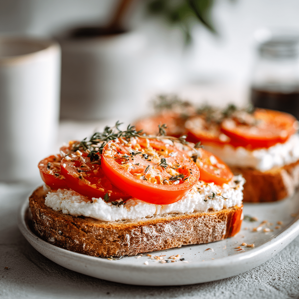 Tomato and Cottage Cheese Toast Recipe - Recipe Image
