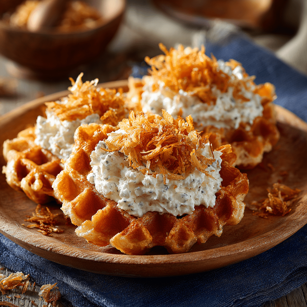 Crispy Rice Waffles with Creamy Spread Recipe - Recipe Image