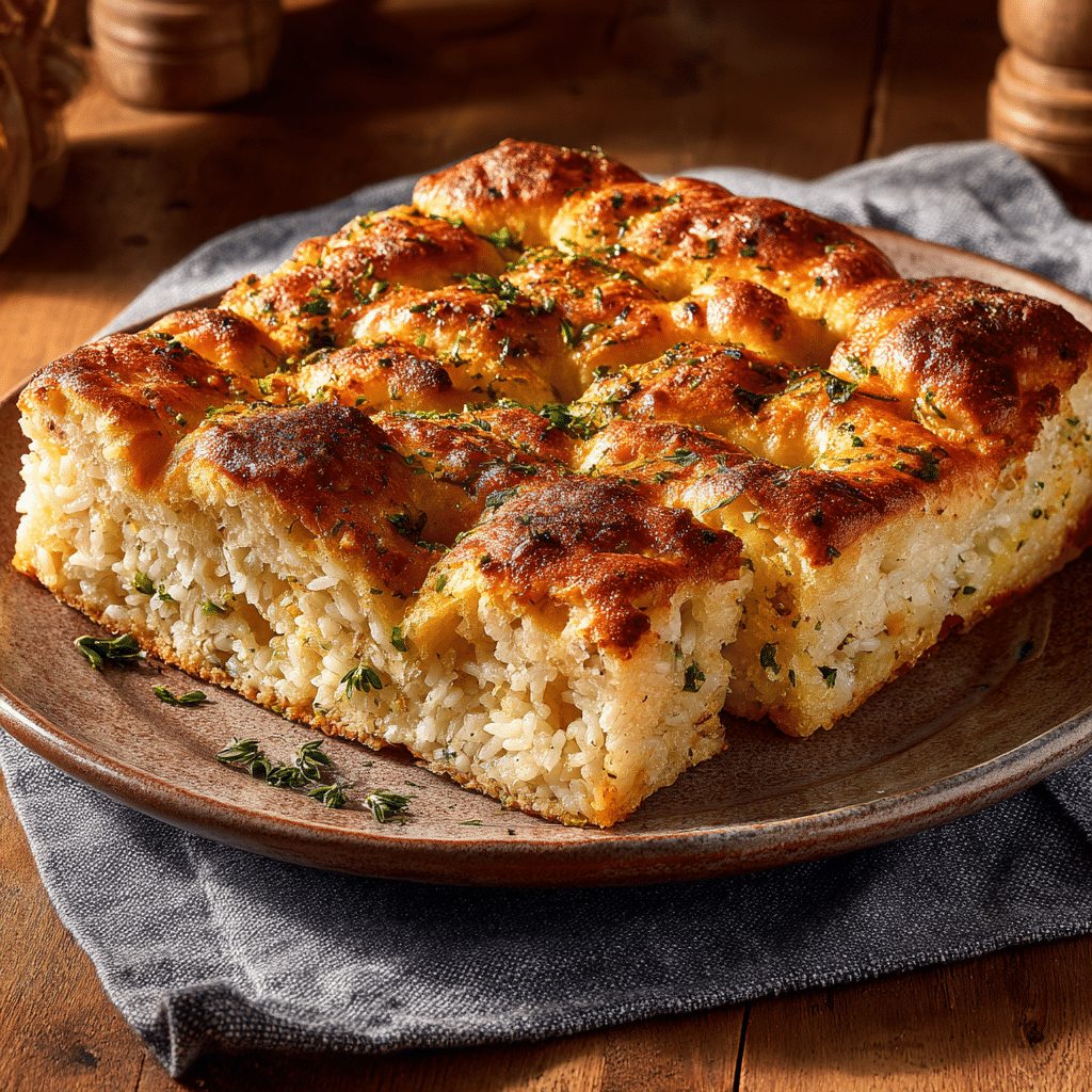 Creamy Rice-Stuffed Focaccia Bake Recipe - Recipe Image