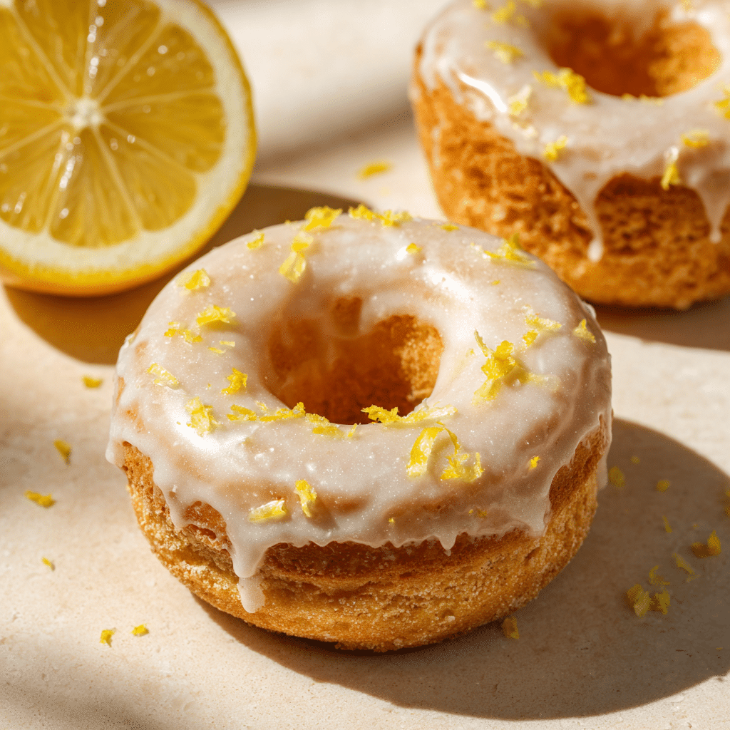 Lemon Glazed Baked Donuts Recipe - Recipe Image