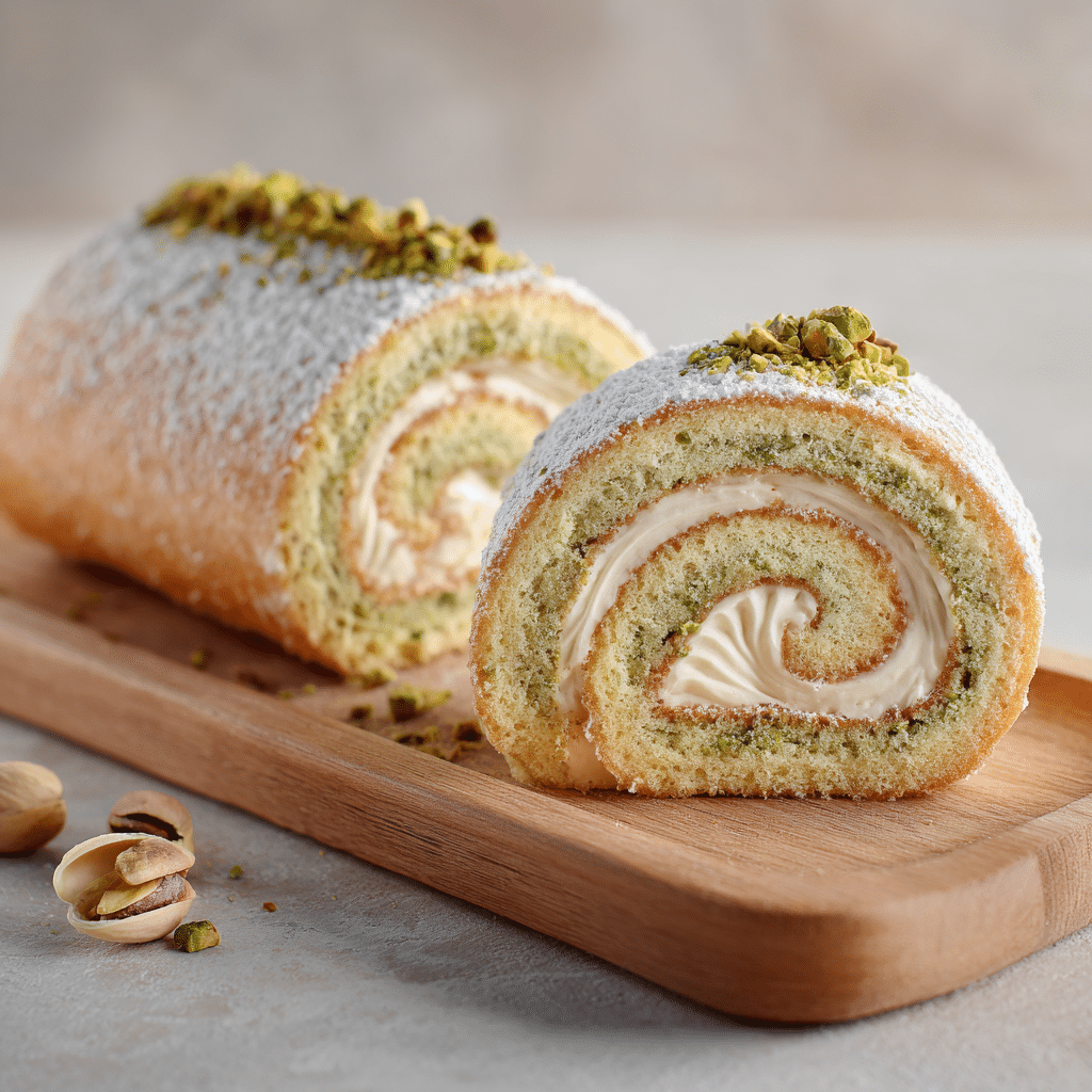 Pistachio Roll Cake Recipe - Recipe Image