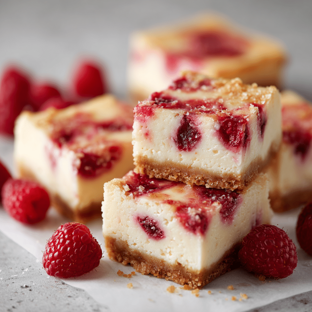 Creamy Raspberry Cheesecake Bars Recipe - Recipe Image