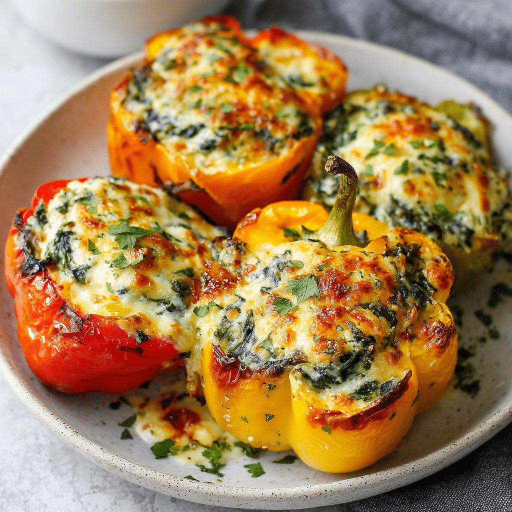 Cheesy Spinach Stuffed Peppers Recipe - Recipe Image