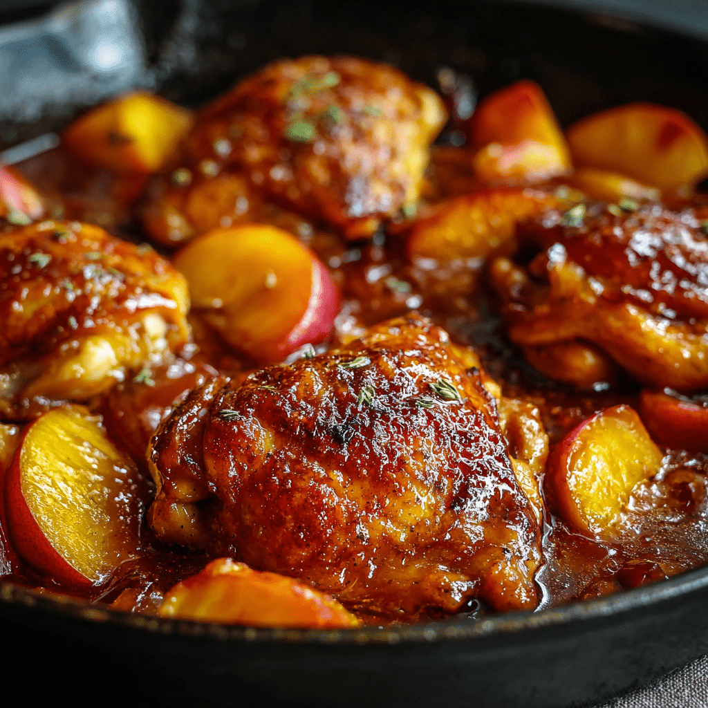 Pioneer Woman Peach Whiskey Chicken Recipe - Recipe Image