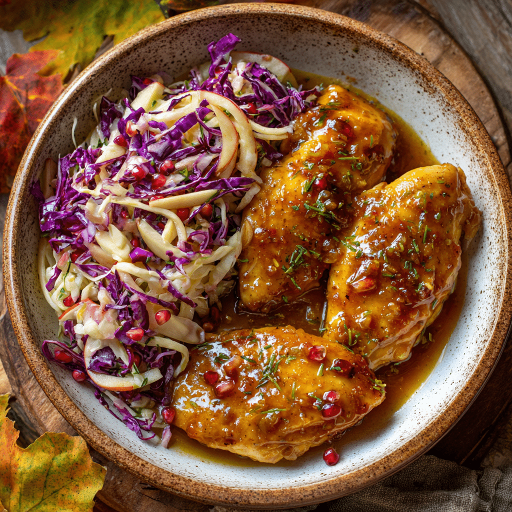 Sticky Apple Cider Chicken with Crisp Autumn Slaw Recipe - Recipe Image