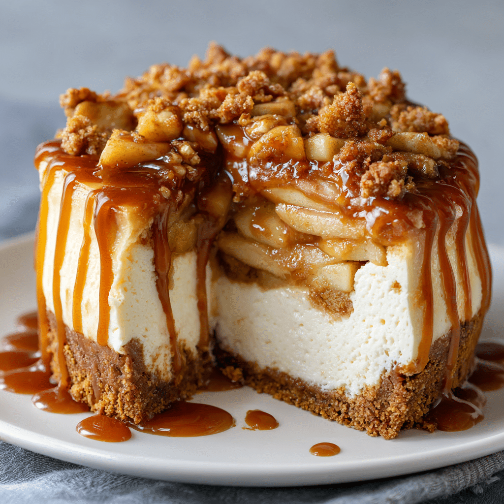 Salted Caramel Apple Pie Cheesecake Recipe - Recipe Image