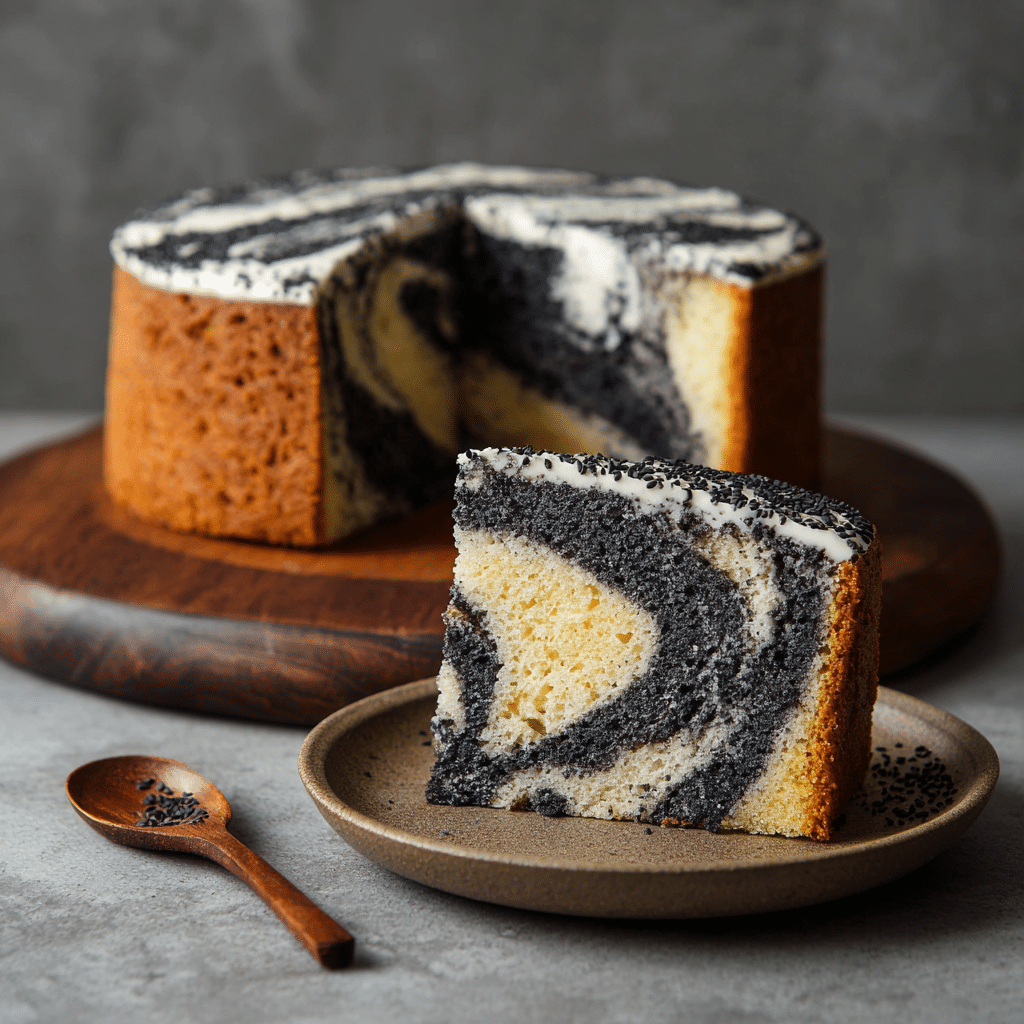 Black Sesame Vanilla Swirl Cake: A Unique Culinary Delight Recipe - Recipe Image