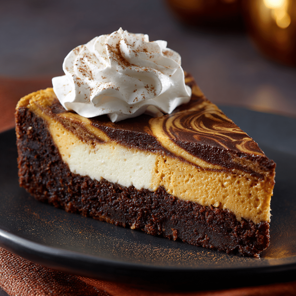 Pumpkin Cheesecake Brownie Pie Recipe - Recipe Image