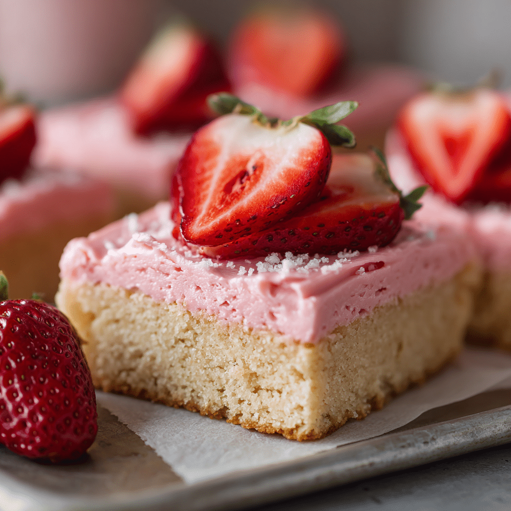 Sugar Cookie Bars with Roasted Strawberry Buttercream Recipe - Recipe Image