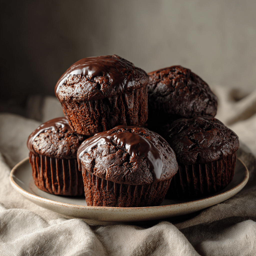 Chocolate Zucchini Muffins with Cocoa Glaze Recipe - Recipe Image
