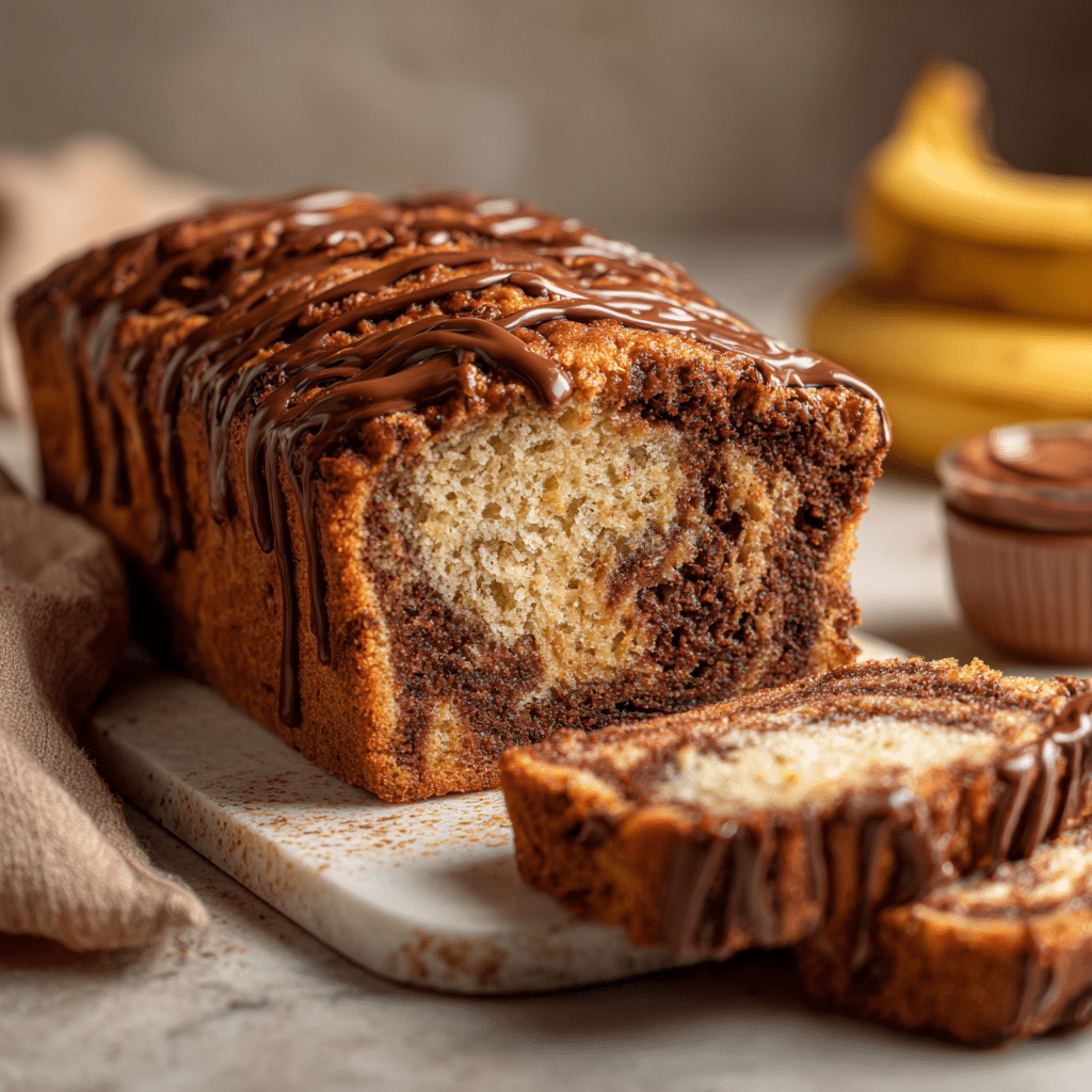Moist Nutella Banana Bread Recipe - Recipe Image