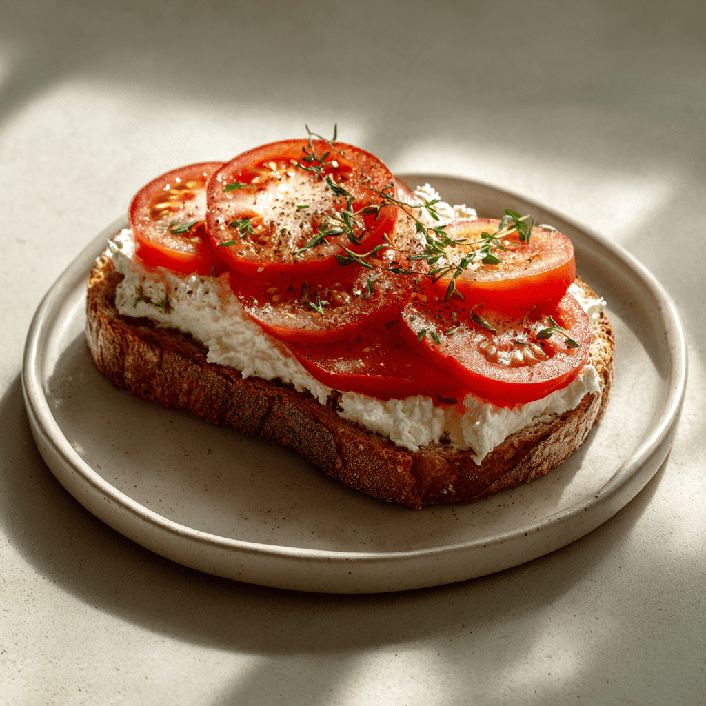 Tomato and Cottage Cheese Toast Recipe - Recipe Image